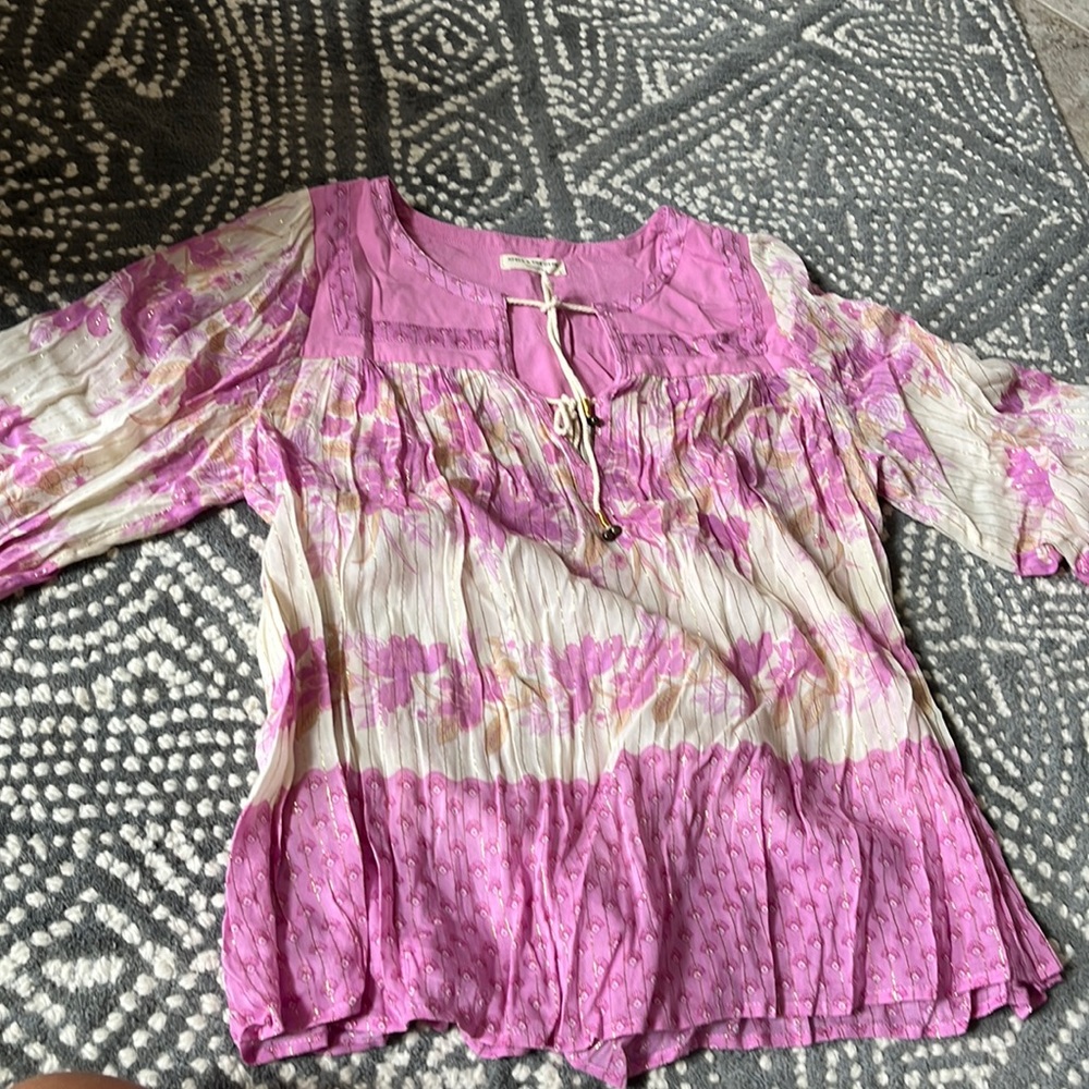 Spell X Revolve coco lei pink blouse